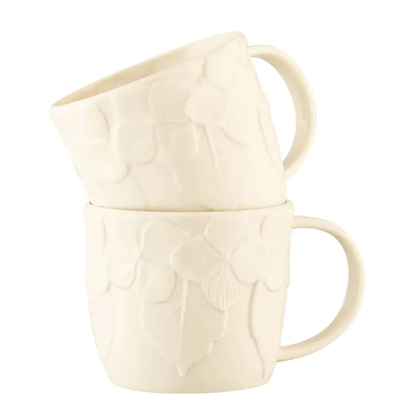 Belleek Classic Hydrangea Ceramic Mug Set – 2-Piece 1