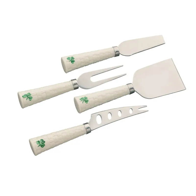 Belleek Classic Shamrock Cheese Knife Set – 4-Piece Stainless Steel Serving Set 1