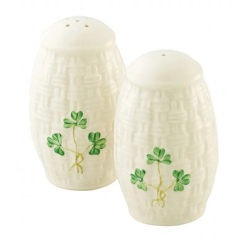 Belleek Classic Shamrock Salt & Pepper Shakers Set 1