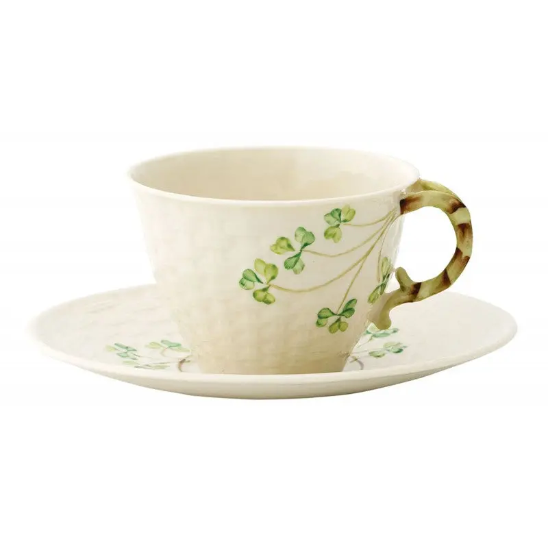 Belleek Classic Shamrock Tea Set: Cup & Saucer 1