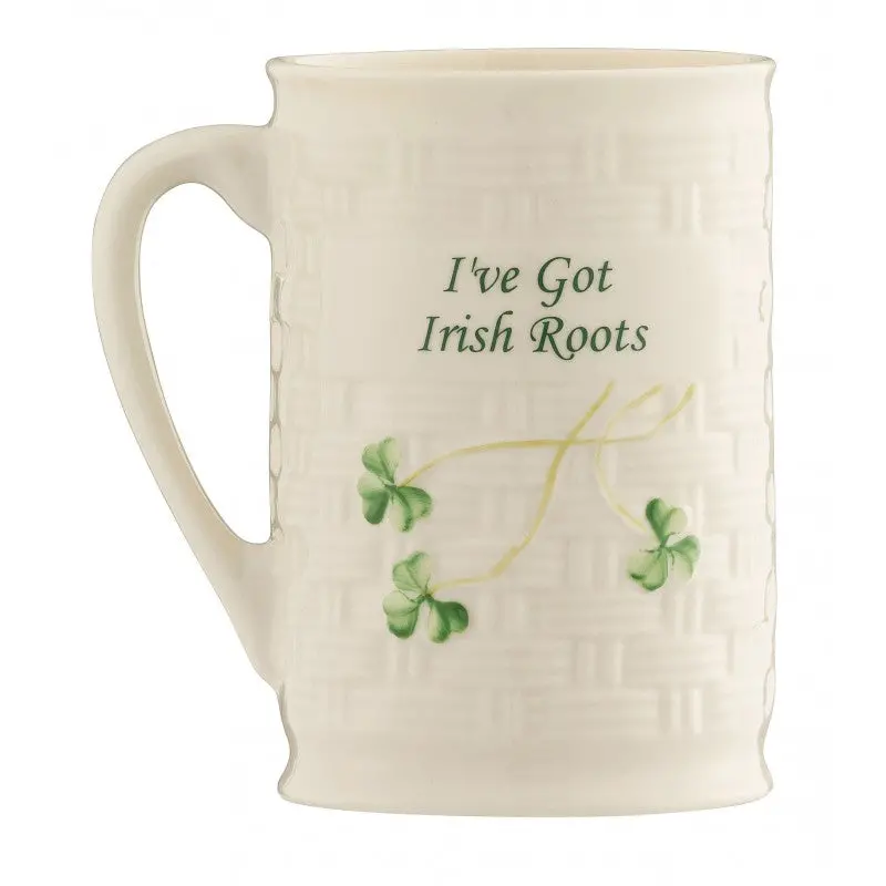 Belleek Irish Heritage Mug – 'I’Ve Got Irish Roots' Design 1