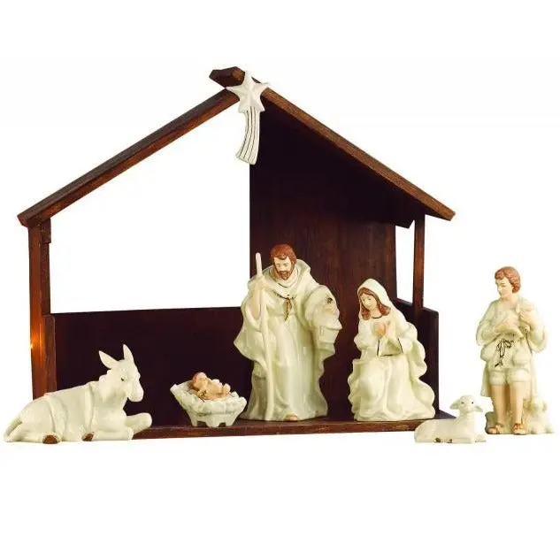 Belleek Living Complete Nine-Piece Nativity Collection – Ceramic Figurines And Stable (Model 7249) 1