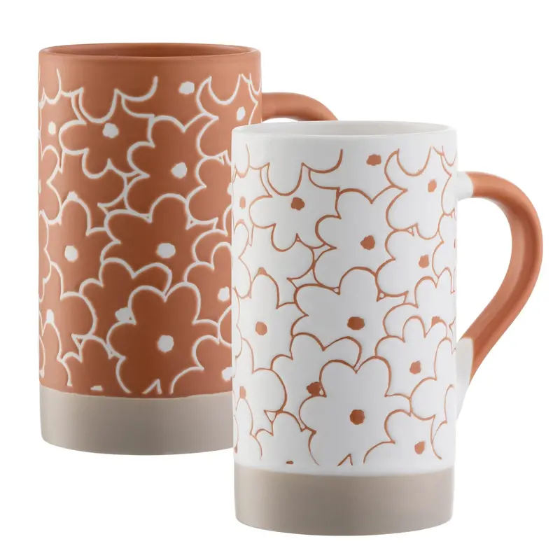 Belleek Living Daisy Pattern Tall Ceramic Mugs – Pack Of 2 1