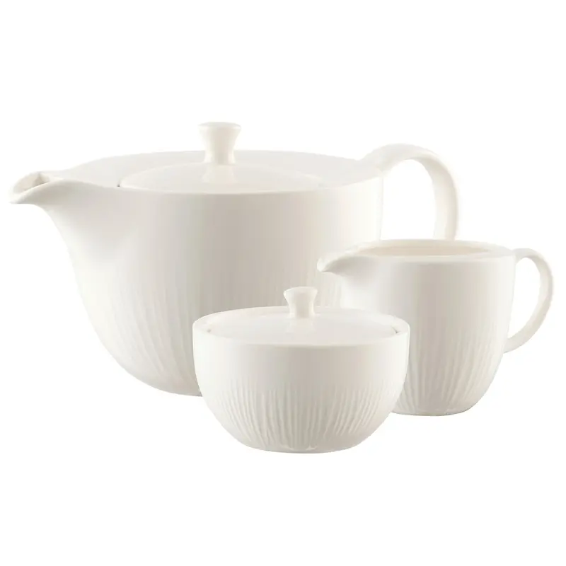 Belleek Living Erne Teaset – Teapot, Creamer & Sugar Bowl (9307) 1
