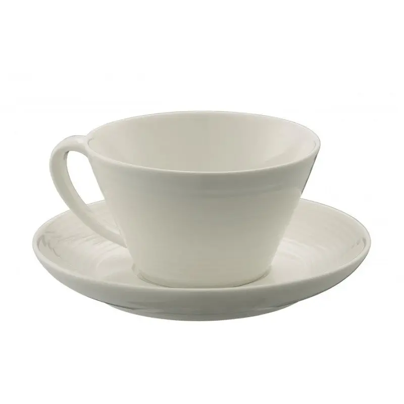 Belleek Living Ripple Teacups With Saucers – Set Of 4 Fine Bone China 1