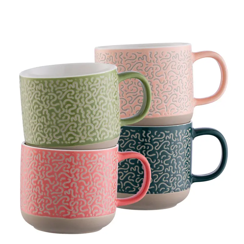 Belleek Living Squiggle Mug Collection – Set Of 4 Playful Hand-Decorated Mugs 1