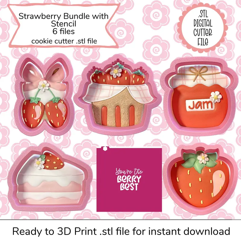 Berry-Inspired Cookie Cutter Bundle – Stl + Svg Stencil Pack 1