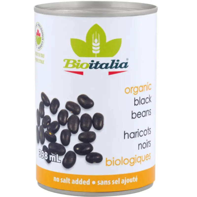 Bioitalia Organic Black Beans – Low-Sodium, Non-Gmo, Ready-To-Eat (398Ml) 1
