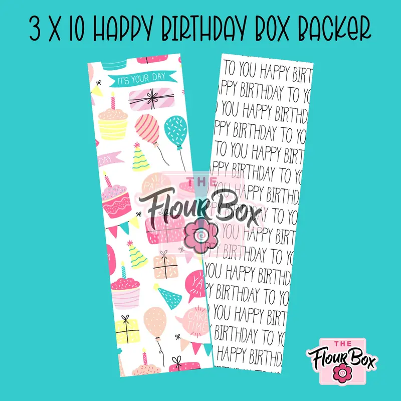 Birthday Cookie Box Backer – 3" × 10" Slim – 25 Pcs 1