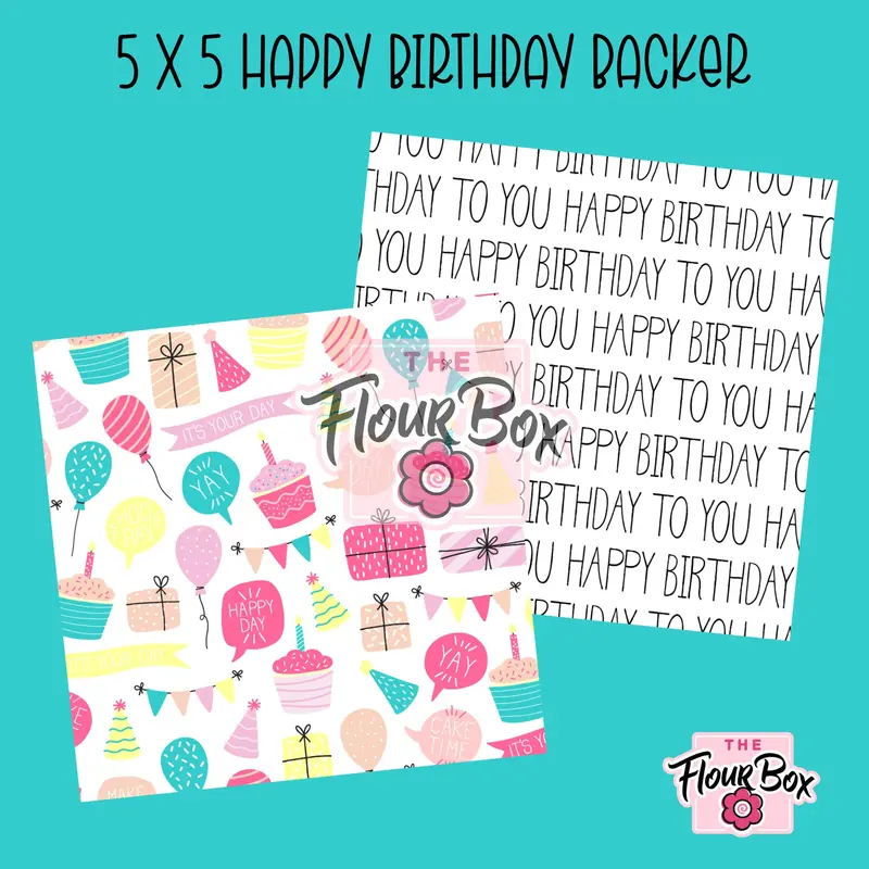 Birthday Cookie Box Backer – 5" × 5" Square – 25 Pcs 1