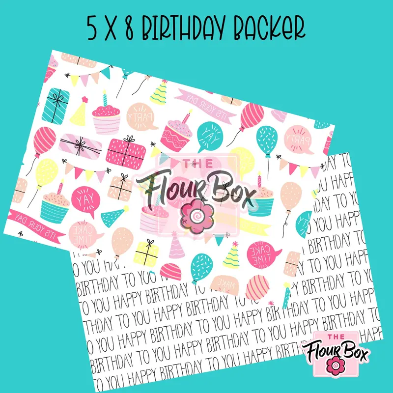 Birthday Cookie Box Backer – 5" × 8" Rectangular – 25 Pcs 1