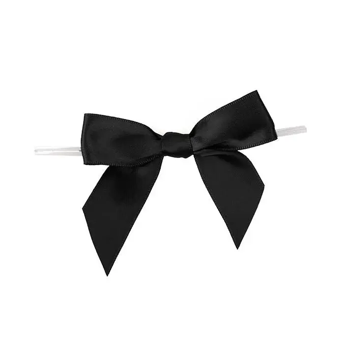 Black Pre-Tied Ribbon Bow Pack – 25 Count 1