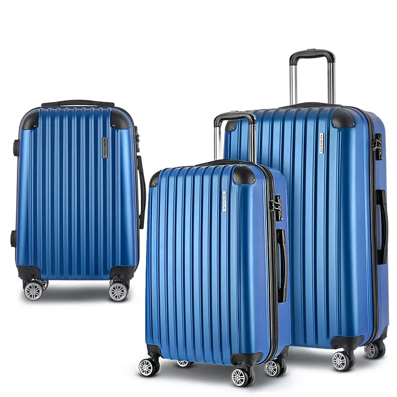 Blue 3-Piece Hardcase Travel Set – Lightweight Expandable Suitcase Bundle 1