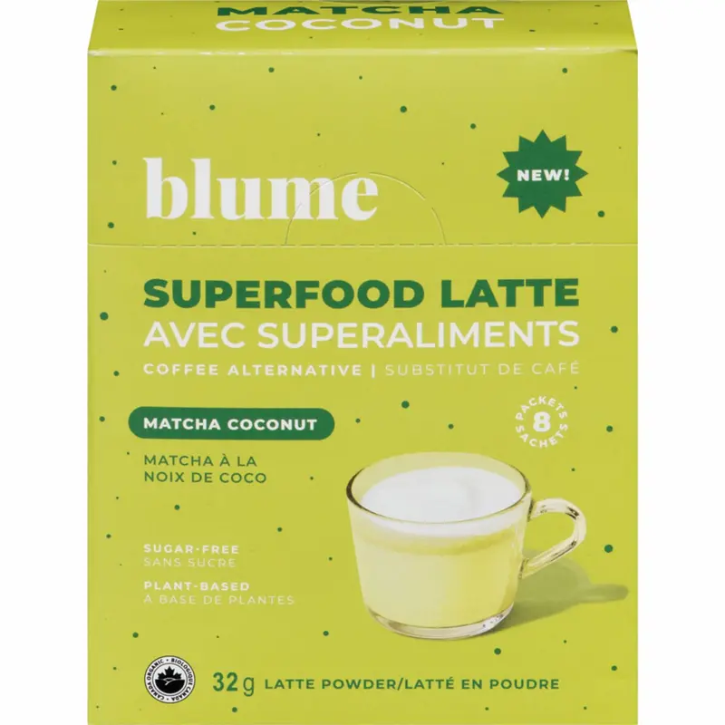 Blume Matcha Coconut Superfood Latte – Single-Serve Pack (8 Count) 1