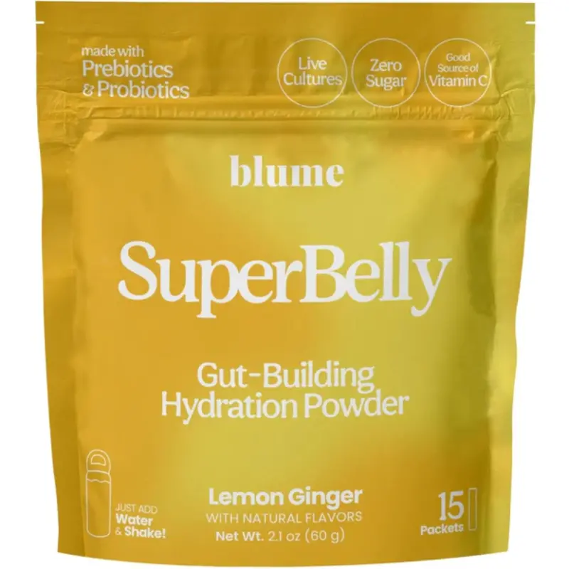 Blume Superbelly Lemon Ginger Hydration Sachets – 15-Pack Digestive Wellness Mix 1