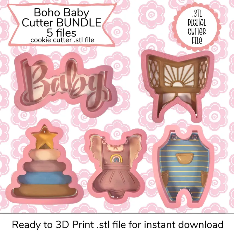 Boho Baby Shower Cookie Cutter Stl Bundle – Digital Download 1