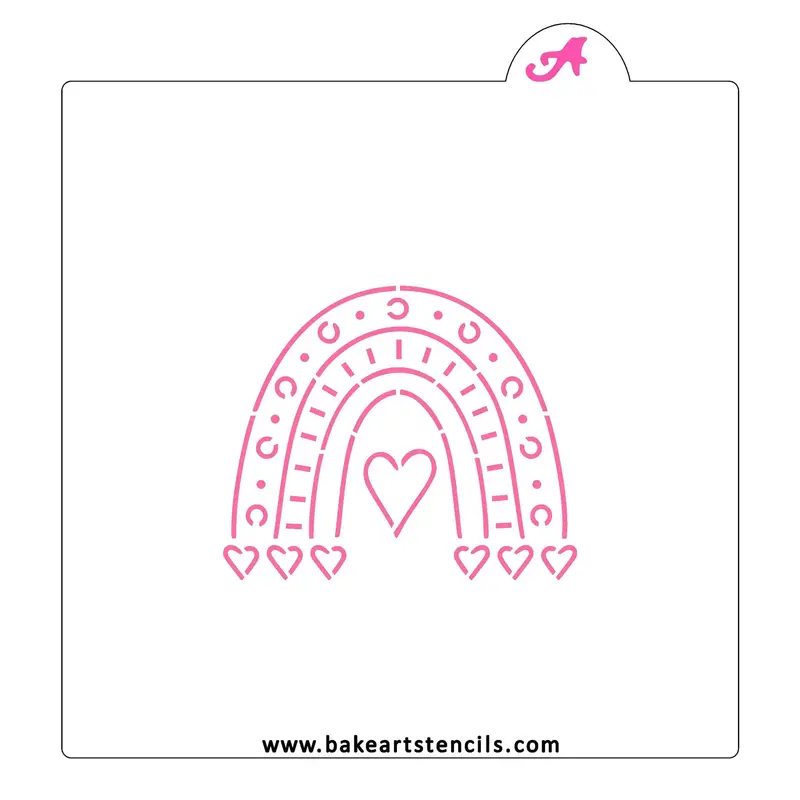 Boho Rainbow Heart Paint-Your-Own Cookie Stencil 1