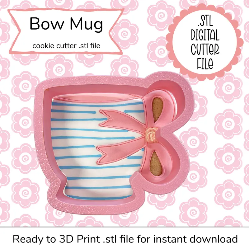 Bow Mug Cookie Cutter Stl Digital Download 1