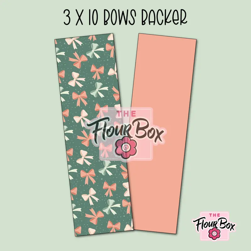 Bows-Themed Cookie Box Backer – 3" × 10" Slim Rectangle – Pack Of 25 1