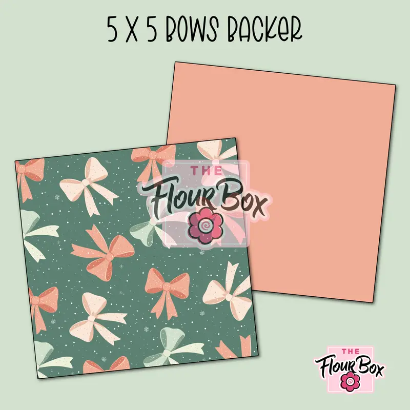 Bows-Themed Cookie Box Backer – 5" × 5" Square – Pack Of 25 1