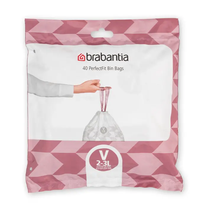 Brabantia Perfectfit Mini Waste Bags – Code V (3L), 40-Pack For Newicon Bins 1