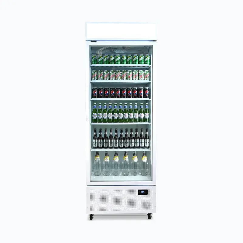 Bromic Eco 690L Upright Display Fridge With Lightbox – White Flat-Glass Door 1