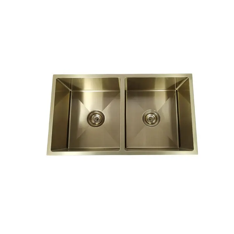 Brushed Gold Undermount Double-Bowl Kitchen Sink – 760Mm Spacious Design 1