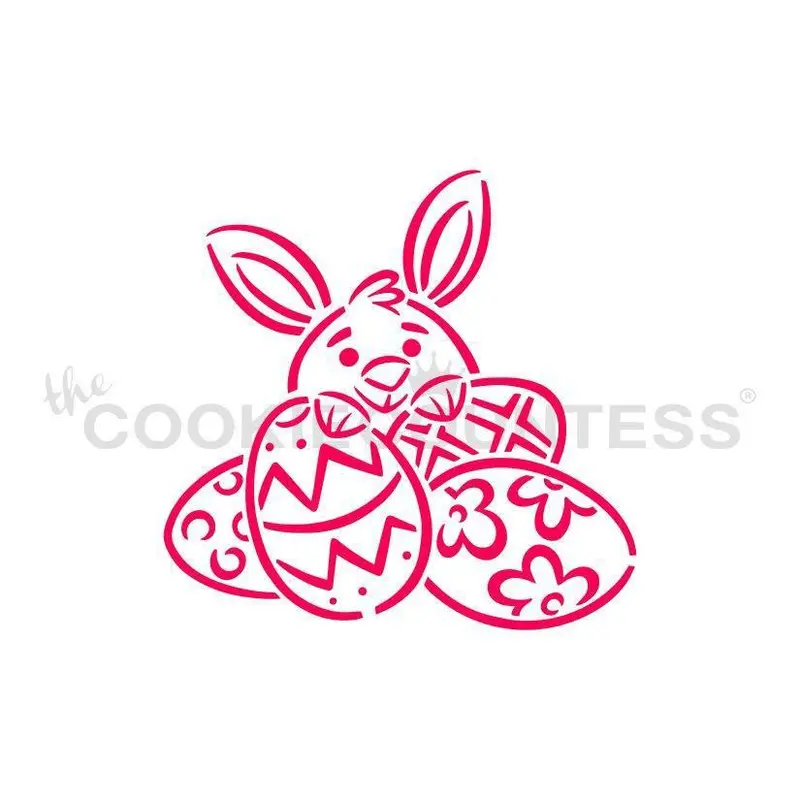 Bunny Behind Eggs Pyo Stencil For Playful Easter Decorations 1