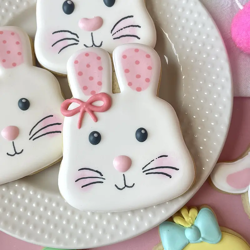 Bunny Face Cookie Cutter With Bow Accent 1