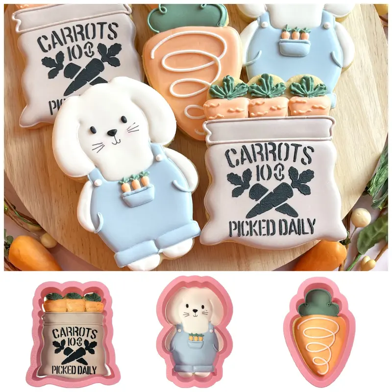 Bunny Farmer Cookie Cutter Kit With Matching Stencil 1