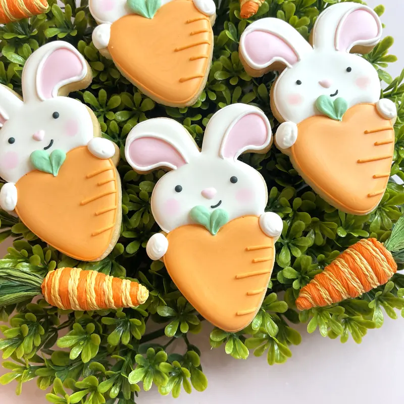 Bunny Holding Heart-Shaped Carrot Cookie Cutter 1