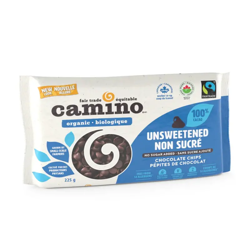 Camino Organic Unsweetened Chocolate Chips – 225 G Fair Trade Baking Ingredient 1