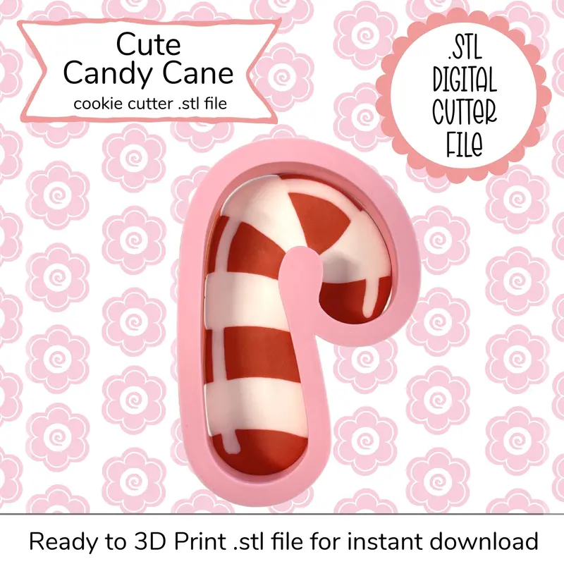 Candy Cane Cookie Cutter Stl File – Digital Download 1