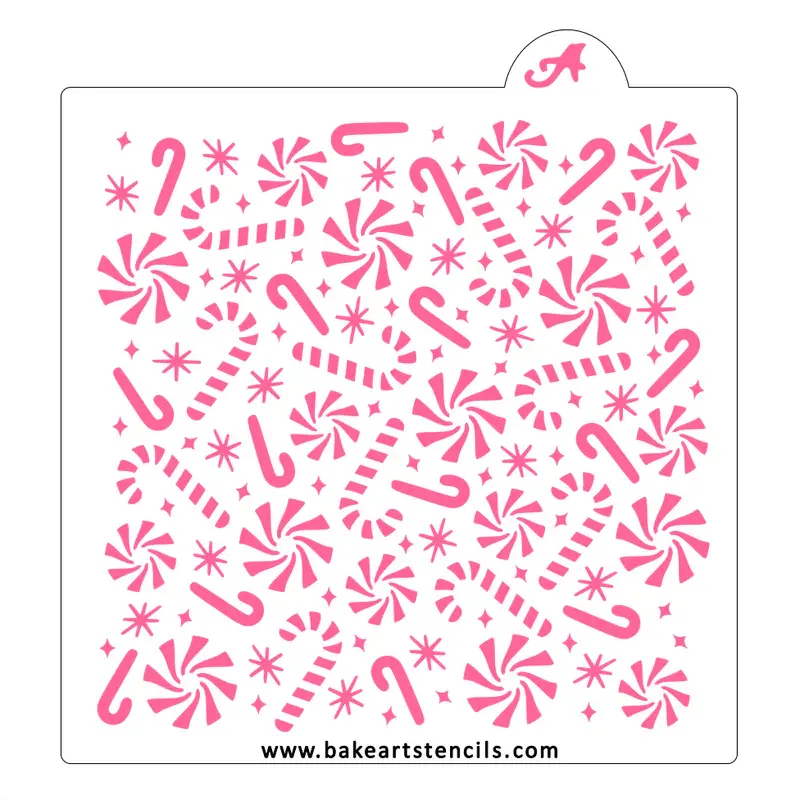 Candy Cane Forest Themed Bakeart Stencil For Cookies And Cakes 1