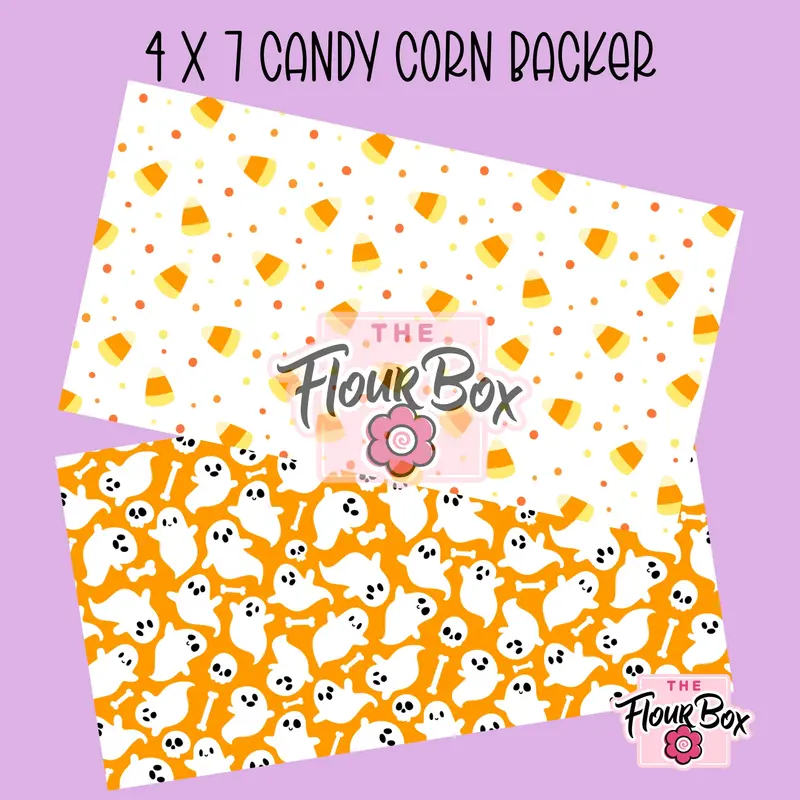Candy Corn & Ghosts Cookie Box Backer – 4×7 Inch Rectangle (25 Pcs) 1