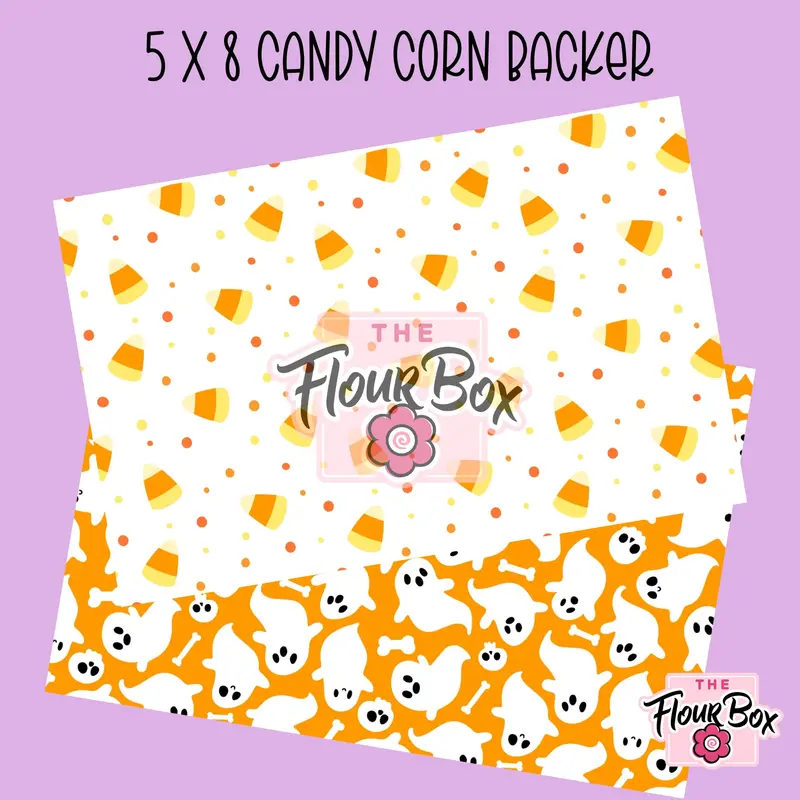 Candy Corn & Ghosts Cookie Box Backer – 5×8 Inch Rectangle (25 Pcs) 1