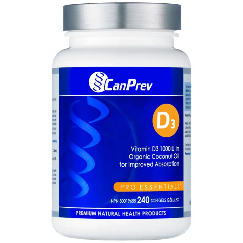 Canprev Vitamin D3 1000 Iu Organic Coconut Oil Softgels – 240 Capsules 1