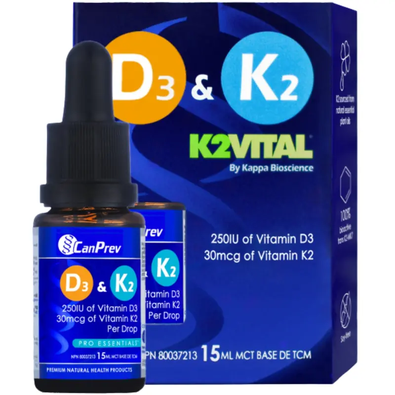 Canprev Vitamin D3 & K2 Liquid Drops – 15Ml Mct Oil Base 1