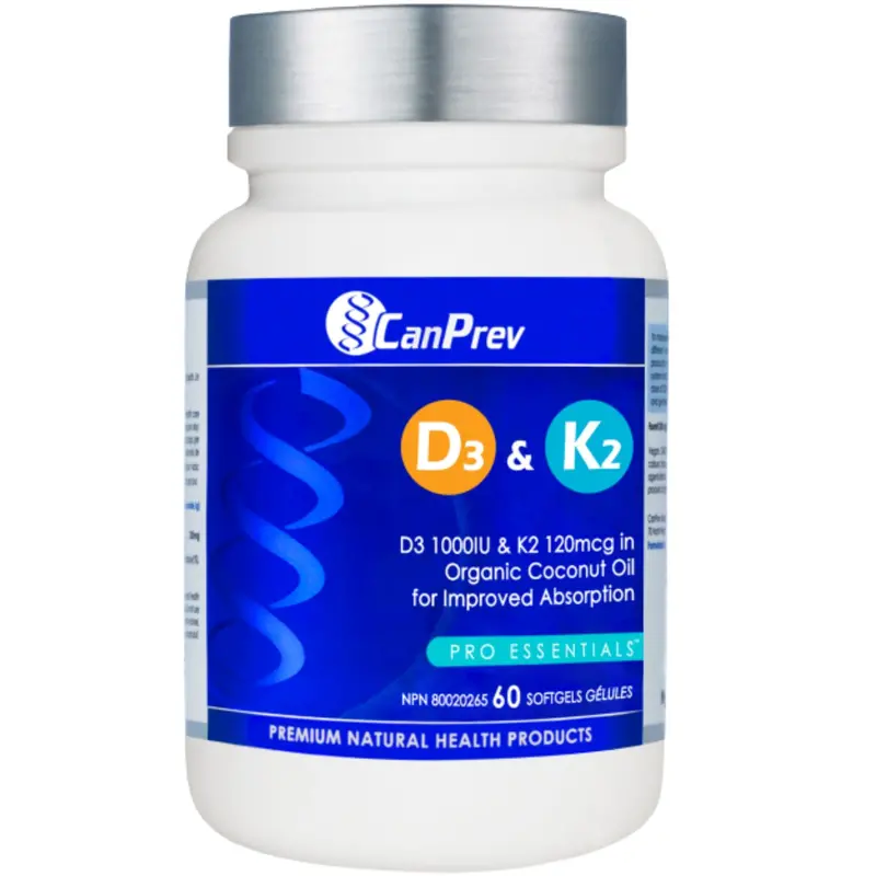 Canprev Vitamin D3 & K2 Supplement With Organic Coconut Oil – 60 Softgels 1