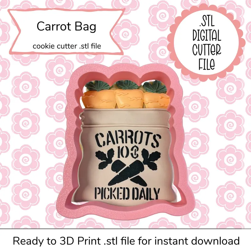 Carrot Bag Shaped Cookie Cutter – Digital Stl 1