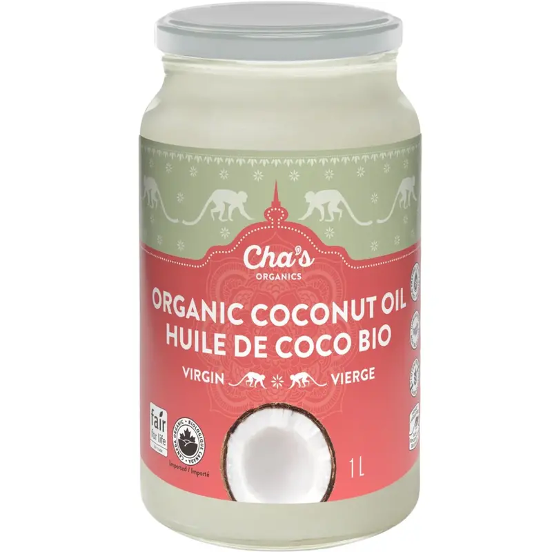 Cha'S Organics Virgin Coconut Oil – Cold-Pressed, Organic, 1L 1