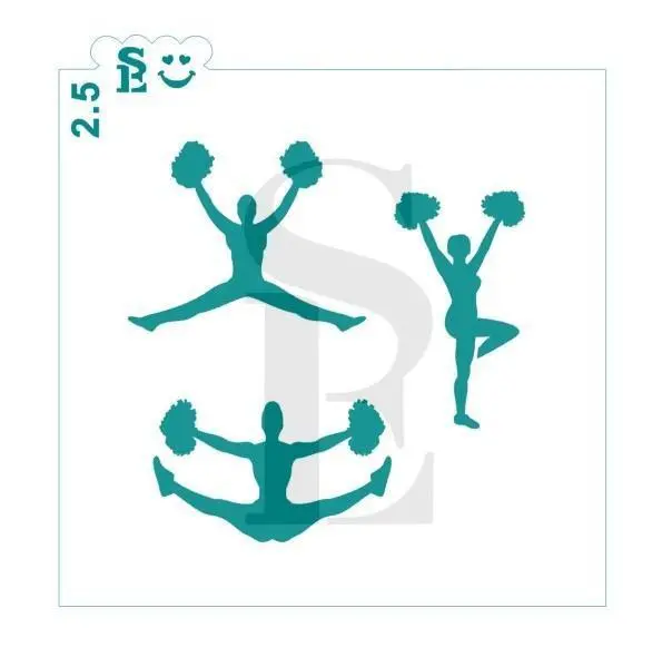 Cheerleader Silhouette Background Cookie Stencil 1