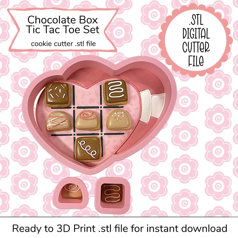 Chocolate Box Tic Tac Toe Cookie Cutter Set – Digital Stl Files 1