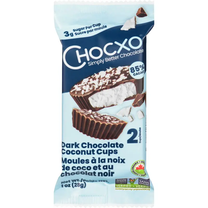 Chocxo Dark Chocolate Coconut Cups – 85% Cacao, 2-Pack 1