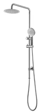 Chrome Rainfall Shower Head On Adjustable Wall Rail – Round Design 1