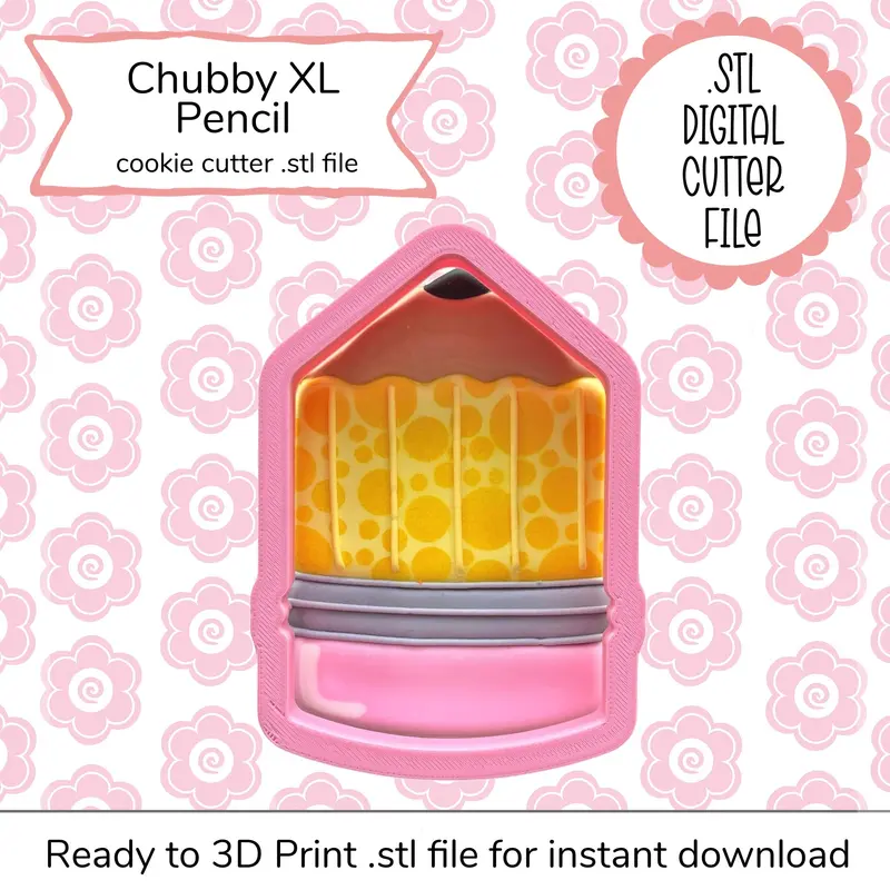 Chubby Xl Pencil Svg Stl Digital Cut File – Bold & Playful Design 1
