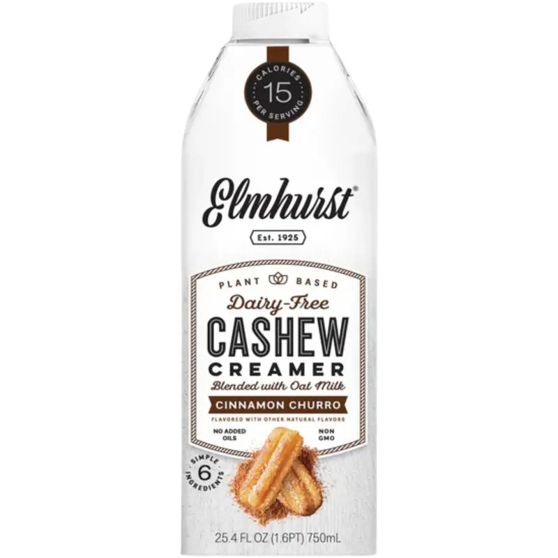 Cinnamon Churro Cashew Creamer – Elmhurst, 750 Ml Plant-Based Flavor Infusion 1