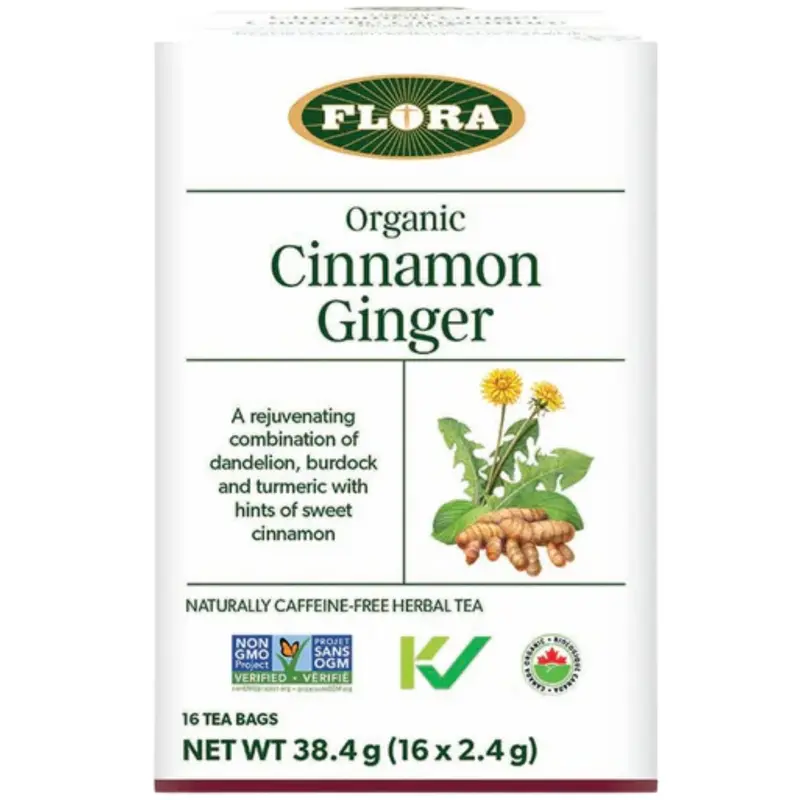 Cinnamon & Ginger Organic Tea – Flora Spiced Wellness Infusion, 16 Bags 1