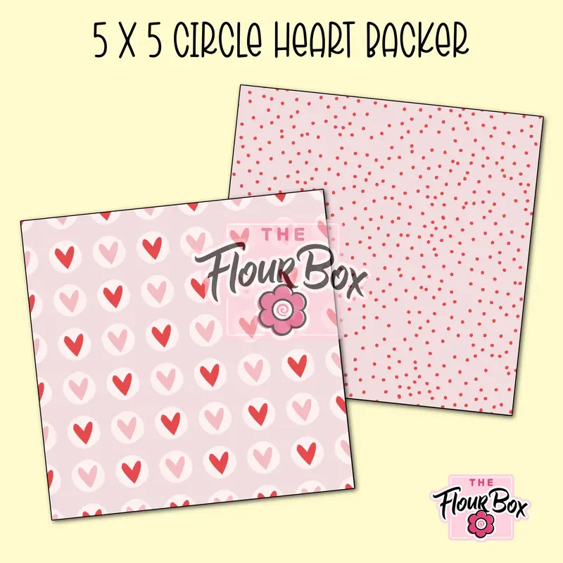 Circular Hearts Cookie Box Backer – 5" × 5" Square – Pack Of 25 1