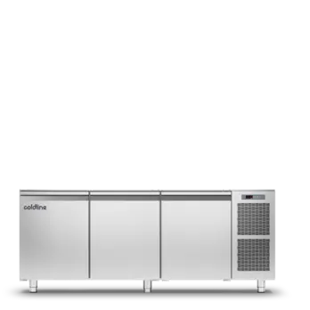 Coldline Ts17/1Mj Pastry Prep Counter – 3-Door Refrigerated Workstation, Topless Design 1